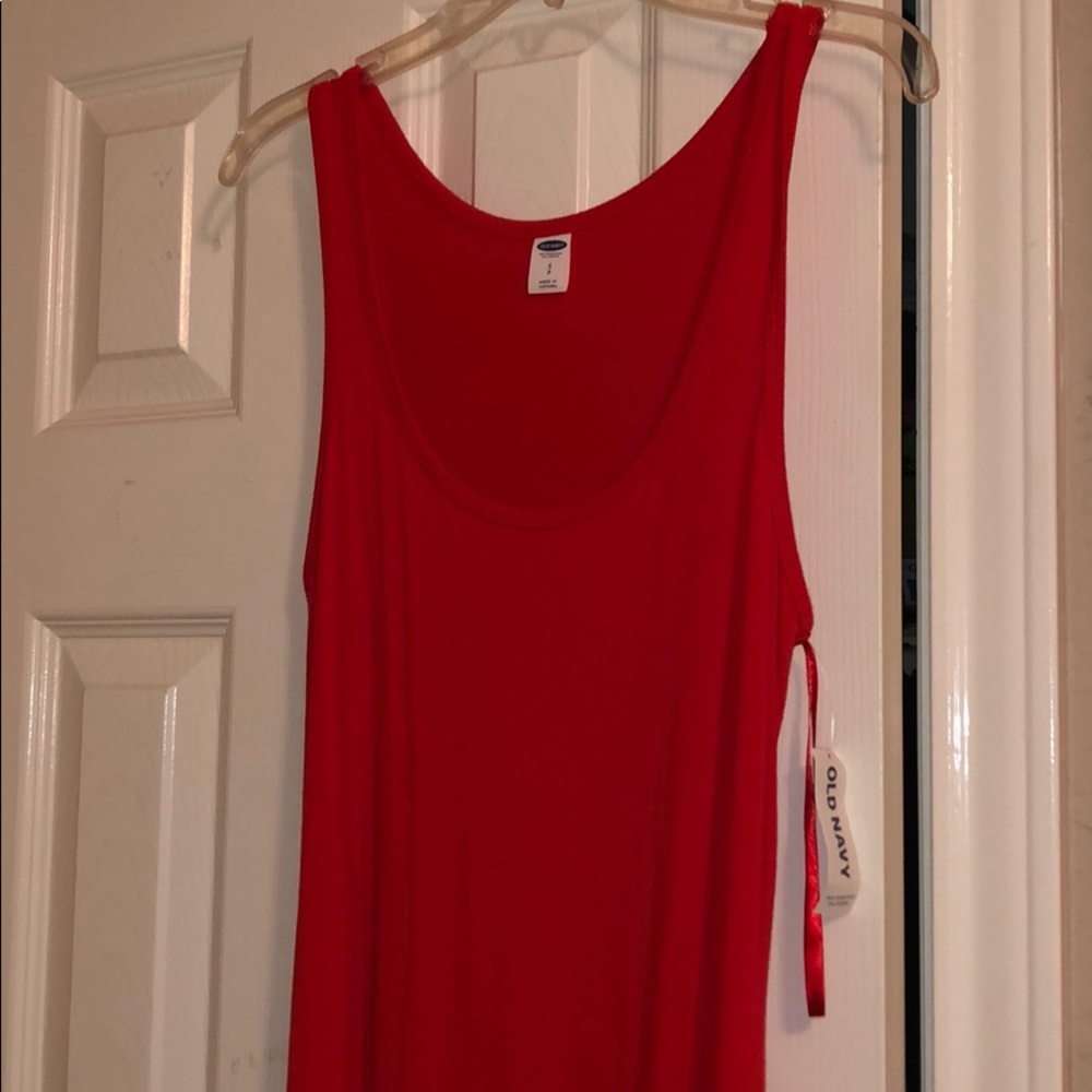 Long Orange-Reddish Sleeveless Sundress